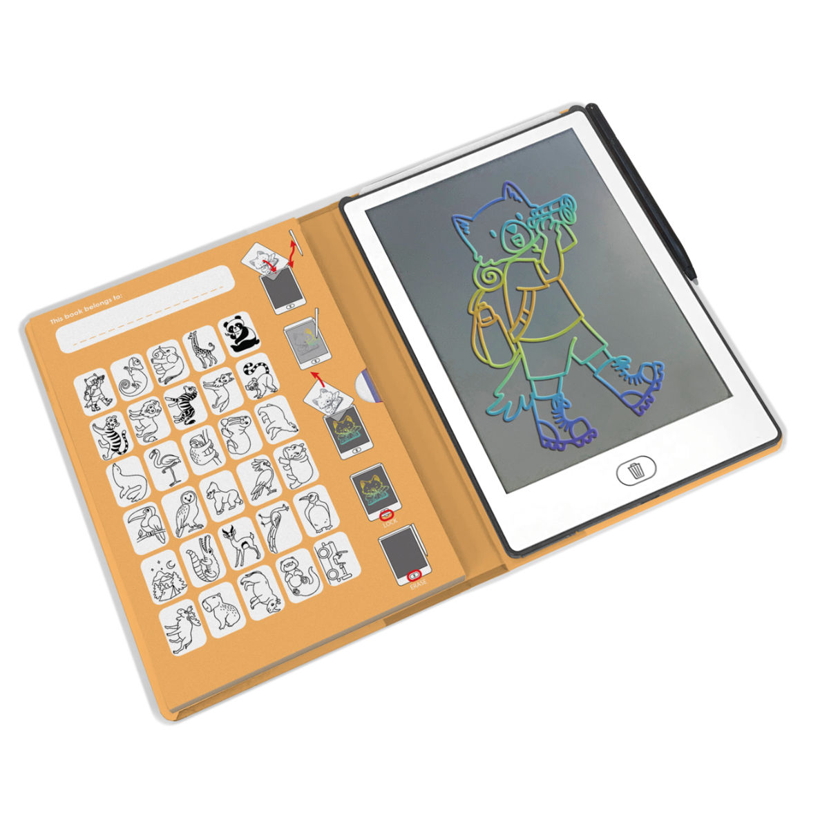 Kidywolf Kidydraw Mini Zeichen-Tablet – 30 Zeichnungen