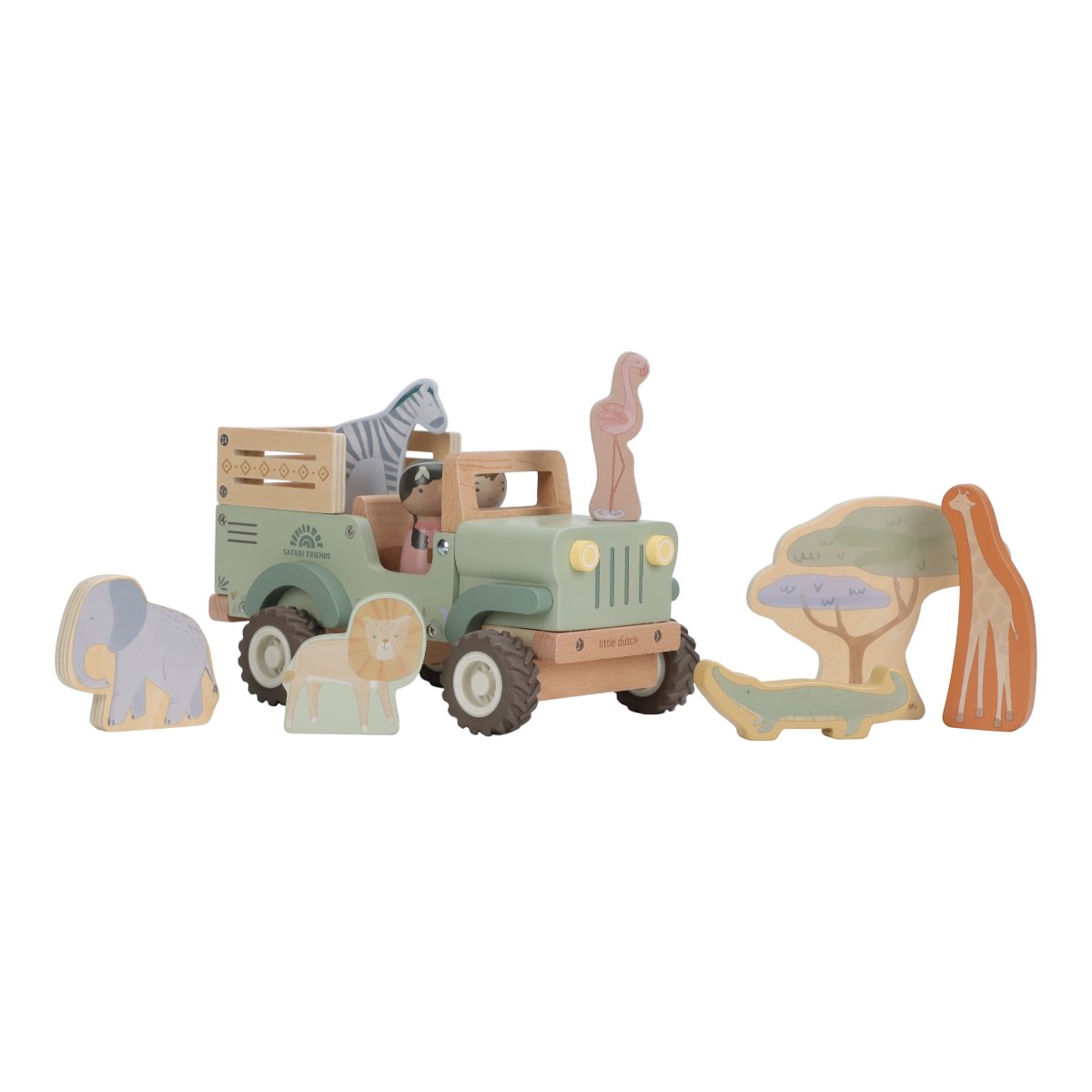 Little Dutch Jeep mit Figuren und Tieren aus FSC-Holz – Safari Friends