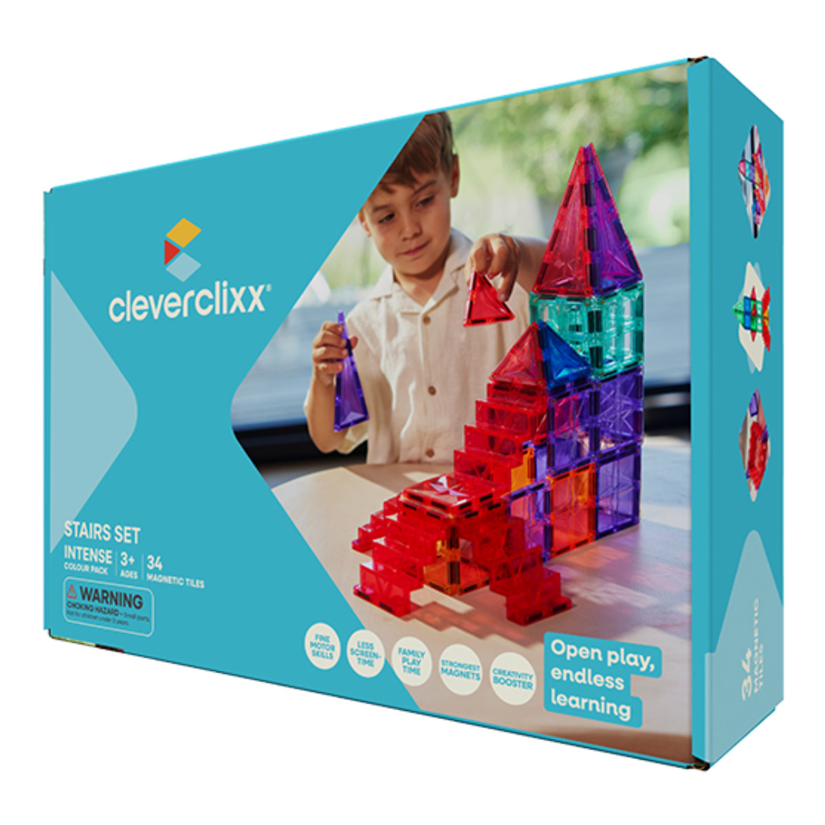 Cleverclixx Stairs Set Intense – 34 Teile Magnetische Bausteine