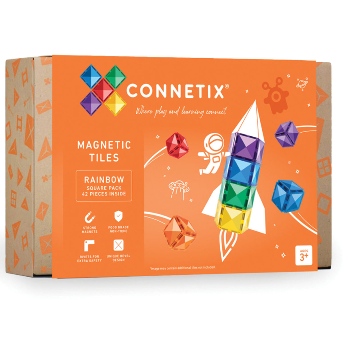 Connetix Magnetbausteine Set - Rainbow Quadrate - 42 Teile