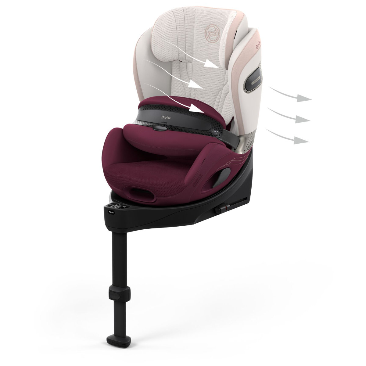 Cybex Anoris Si Airbag i-Size Kindersitz (15 Monate–7 Jahre) mit integrierter Basisstation