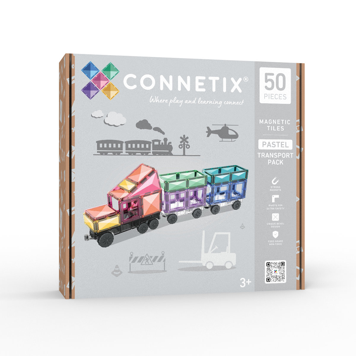 Connetix Magnetische Bausteine Pastel Transport Pack – 50 Teile