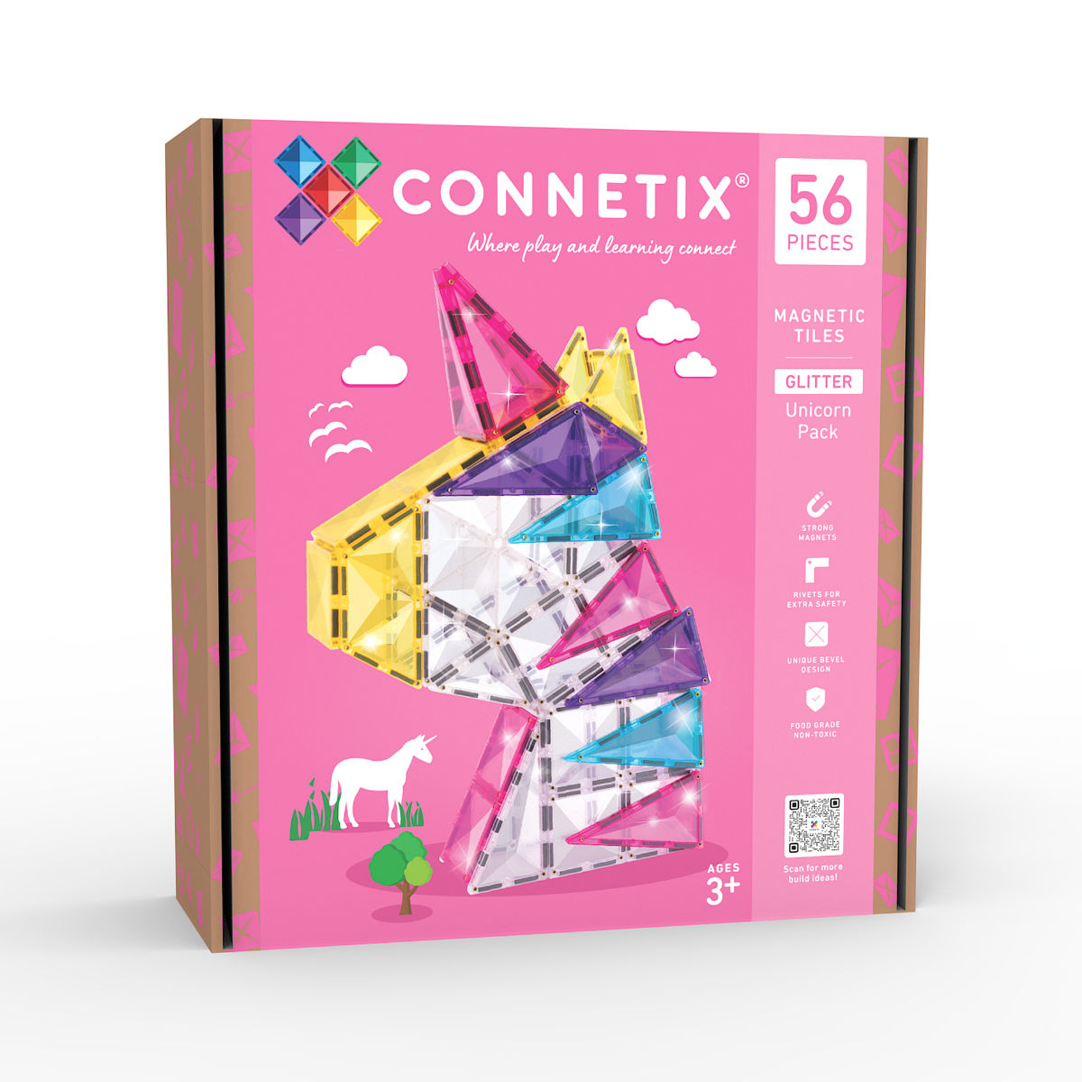 Connetix Magnetbausteine Glitzer Einhorn Set – 56 Teile