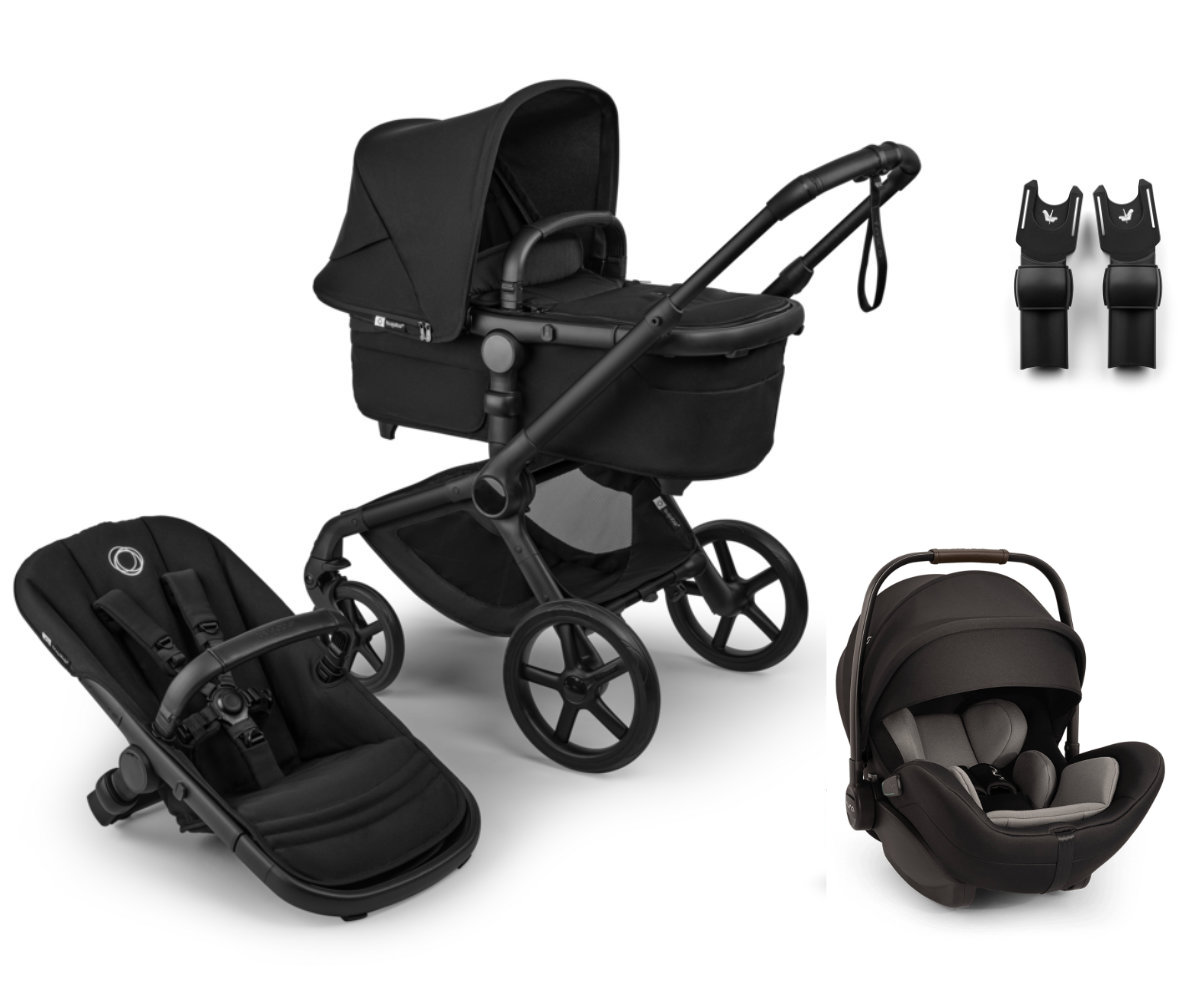 Bugaboo Kombikinderwagen Schwarz - schräge Ansicht