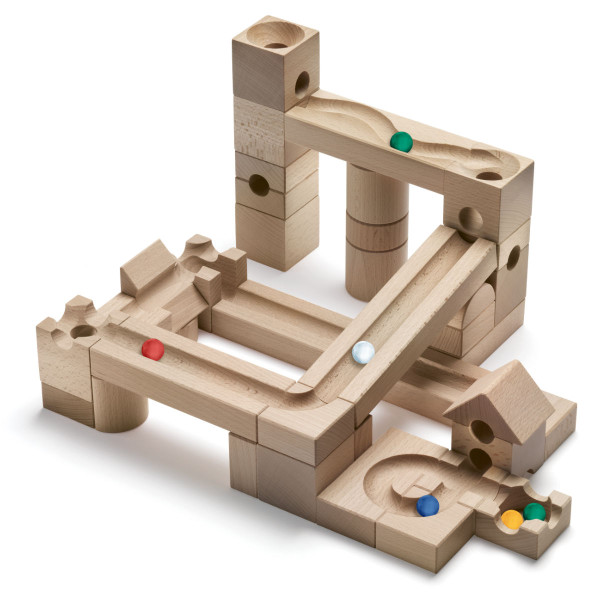 CUBORO JUNIOR Kugelbahn Starter Set – 40 Teile aus Schweizer Holz (ab 3 Jahren)