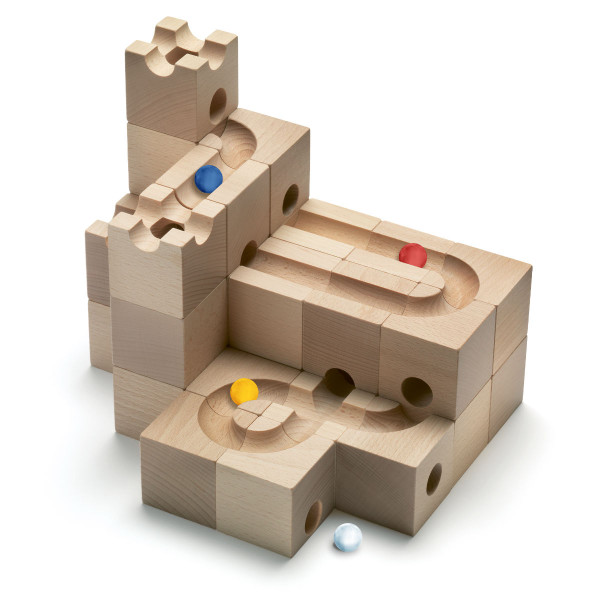 CUBORO STANDARD 32 Kugelbahn Starter Set – 32 Würfel aus Schweizer Holz