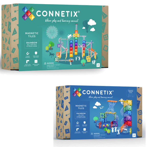 Connetix Magnetbausteine Rainbow Set – Kugelbahn & Ergänzungsset - 158 Teile