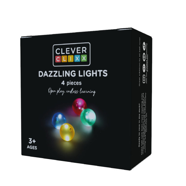 Cleverclixx Lichteffekt-Kugel-Set – 4 Leuchtende Bälle für Kugelbahnen