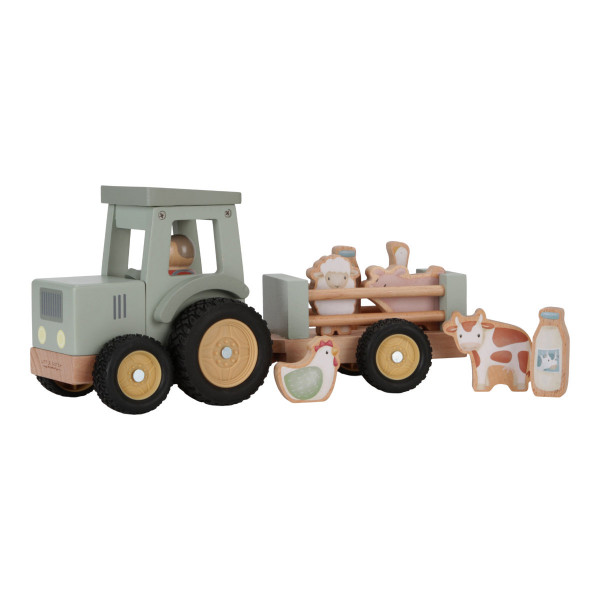 Little Dutch Holz-Traktor mit Anhänger Little Farm