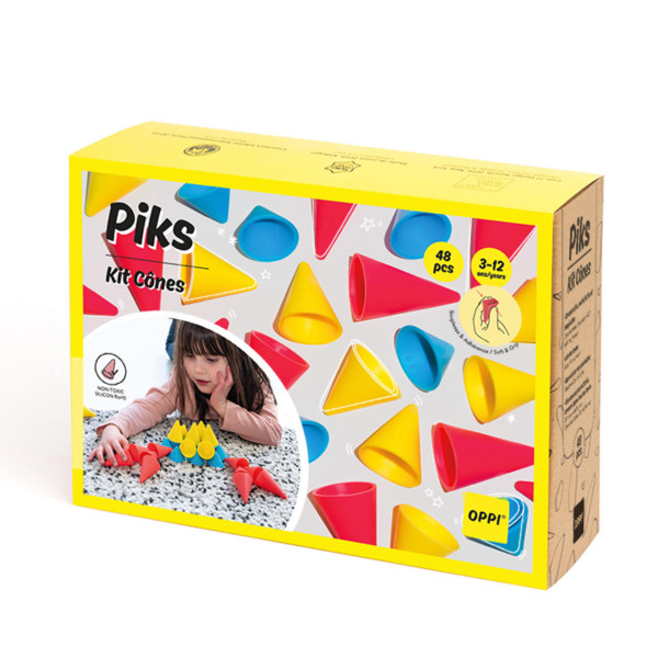 OPPI Piks Bausteine- und Balancierspiel - 48 Teile - Kit Kegel
