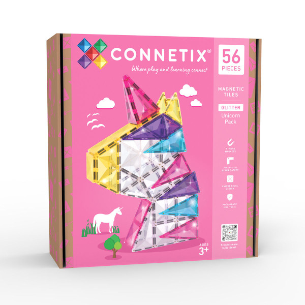 Connetix Magnetbausteine Glitzer Einhorn Set – 56 Teile