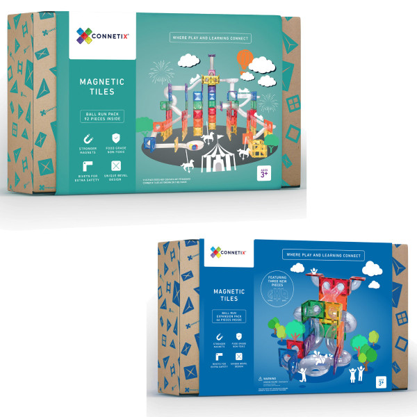 Connetix Magnetbausteine Rainbow Set – Kugelbahn & Ergänzungsset - 158 Teile